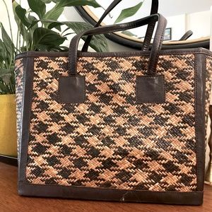 Wicker style purse with inside drawstring